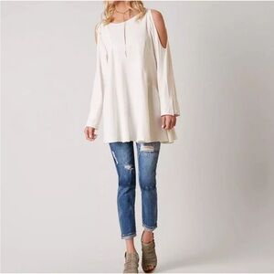 Free People Clear Skies Tunic Top Oversized Cold Shoulder size XS